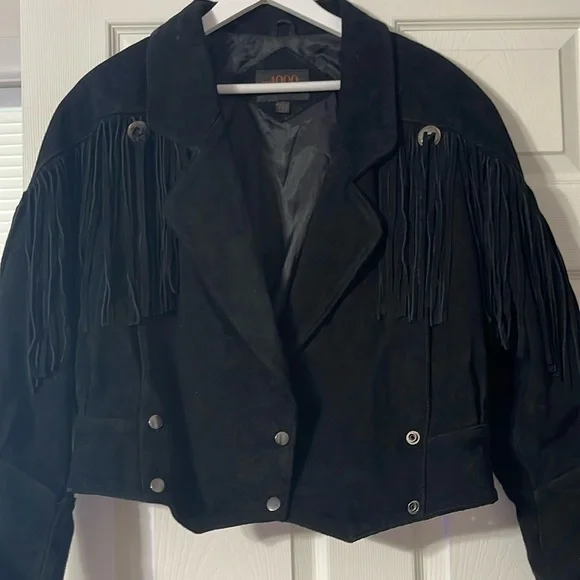 Black Suede Leather with fringe and conchos - Picture 1 of 11